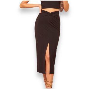 Reformation Rylan Knot Twist Front Skirt Large Black EUC
